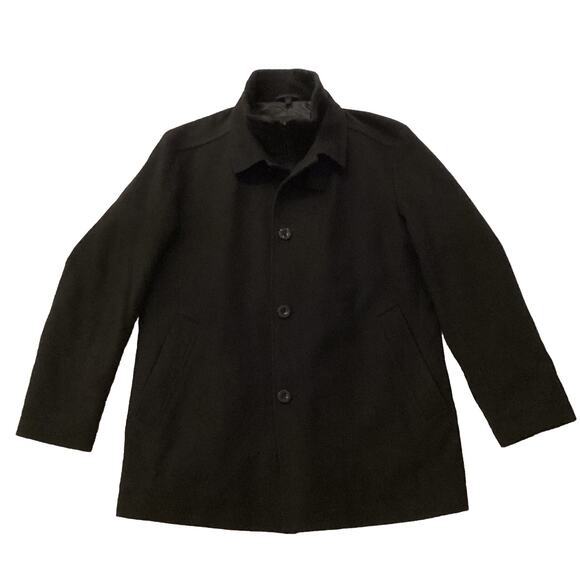 Hugo Boss Men’s Black Label Cashmere Wool Pea Coat Jacket Classic Size Large 46R - Picture 1 of 16